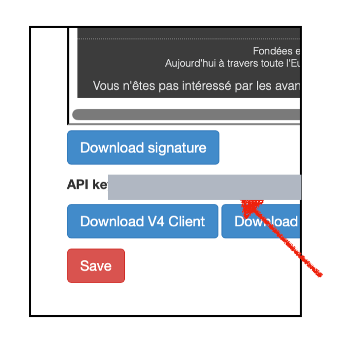Copy the API key from your V4 Account page