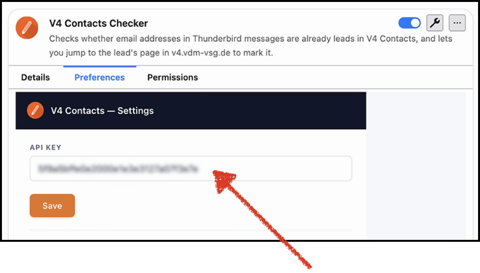 Paste the API key in Preferences